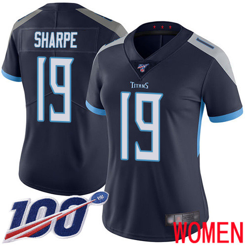 Tennessee Titans Limited Navy Blue Women Tajae Sharpe Home Jersey NFL Football 19 100th Season Vapor Untouchable